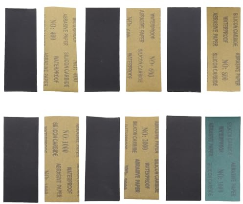 DIYCUT 30 Piezas Lijas, Papel de Lija Carburo de Silicio, Lijas al Agua | Grano 400/600/800/1000/2000/300, para Uso en Seco y Húmedo, Apto para Lijar Metal y Madera