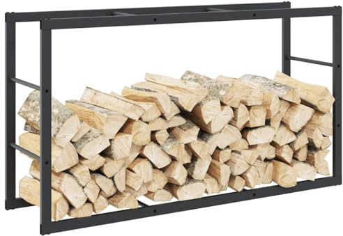 YUTAASU Porta Legna da Interno in Acciaio Verniciato Nero 110x30x61 cm per Stoccaggio Tronchi, Rack Legna da Ardere con Ampio Spazio e Design Flessibile Orizzontale Verticale,