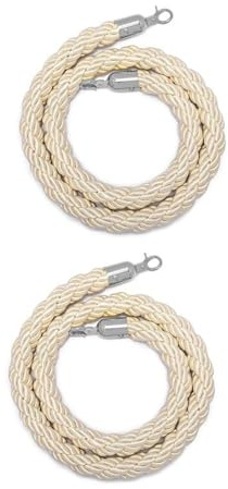 2-pack infällbart nylonrep – tvinnat kö Ber rep för teatrar öppningar, hotell – silver 80 cm (31,5 tum) – lösning för folkkontroll