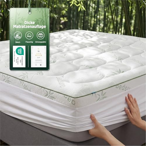 BEDSURE Colchón Adicional de bambú 140x200 - Relleno de 40 cm de Grosor, refrescante, Transpirable, antialérgico, Alivia el Dolor de Espalda