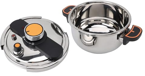 RASTKY Stainless Steel Efficient Pressure Cooker Fast Even Heating for Home Kitchen, Professional Canning Pot for Cooking Vegetables, Meat, Poultry, and Seafood (4L)