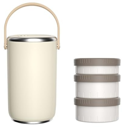 TriUnytion Thermobehälter für Essen 2600ml, Edelstahl Warmhaltebehälter Tragbare Isolierte Thermobecher Essen mit 3 Lebensmittelfächer, Thermo Lunchbox für Büro, Picknick im Freien (Weiß)