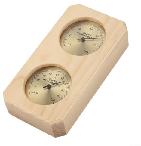 Thermomètre de sauna 2 en 1, thermo-hygromètre en bois, haute précision, double thermo-hygromètre mural pour sauna : température et humidité de précision (Celsius)