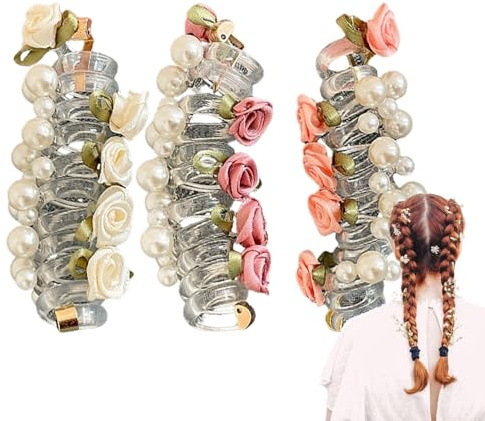 Gomas Para El Pelo En Espiral Cordón Telefónico Eľástico Corazóń | Banda de plásťico pàra êl cabello, paquete dè 3, adecuada paŗa coletas, pompones parä eĺ càbello, pinzas d́e flores adecuadas ṕara
