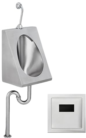Orinatoio Commerciale con Sistema di Lavaggio, Orinatoio a Parete in Acciaio Inox per Uomini con Scarico A Sensore, Drenaggio a Pavimento, A Prova di Perdite