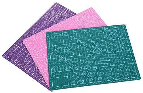 Ycauty A4 Skärmatta Set, Slitstark PVC Dubbelsidig Skärbräda för Kontor och Skola, 3 St, 30 X 22 Cm, Lila Rosa Grön