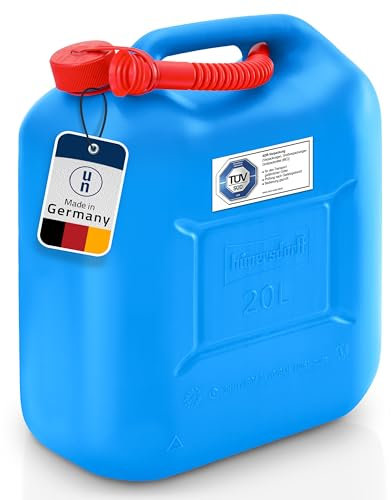 Hünersdorff Bidón para carburante STANDARD 20 L, PEAD Azul, con homologación UN, accesorios rojos