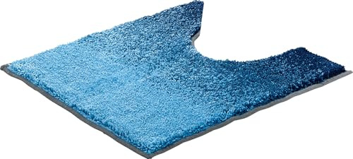 Erwin Müller WC-Umrandung mit Ausschnitt blau Größe 50x50 cm - rutschhemmend, weich und flauschig, für Fußbodenheizung geeignet