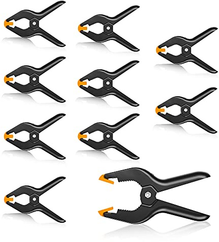 FUDESY 4.5 inch Spring Clamps, Heavy Duty Backdrop Clips for Photography Studio, Plastic Strong Clamps for Crafts, Woodworking DIY, 10-Pack