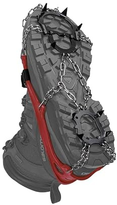 Hillsound Trail Crampon I Ice Cleat Traction System for Beginner & Experienced Winter Trail Hiking, Red, Medium