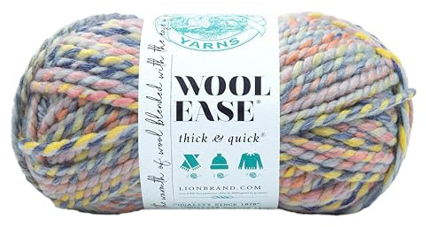 Lion Brand Yarn ullease tjockt och snabbt garn, mjukt och skrymmande garn för stickning, virkning och pyssel, 1 nystan, drömfångare