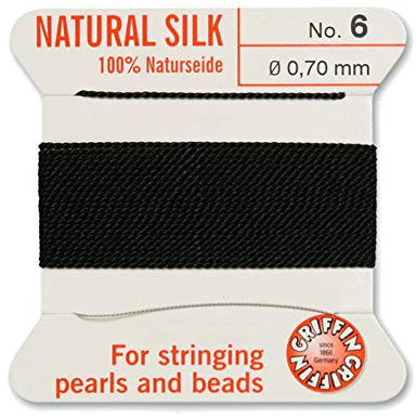 Creative-Beads Perlenfaden, Schnur, Perlseide zum auffädeln 2m lang mit flexiblem Drahtende als Fädelnadel Stärke 0,70mm schwarz