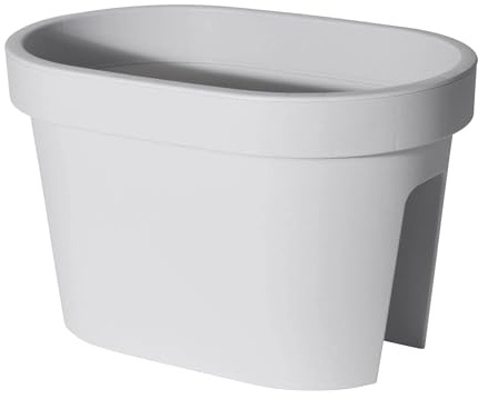 Spetebo Balkon Geländer Blumentopf in grau - 40x26 cm - Pflanztopf Blumenkübel Geländertopf oval