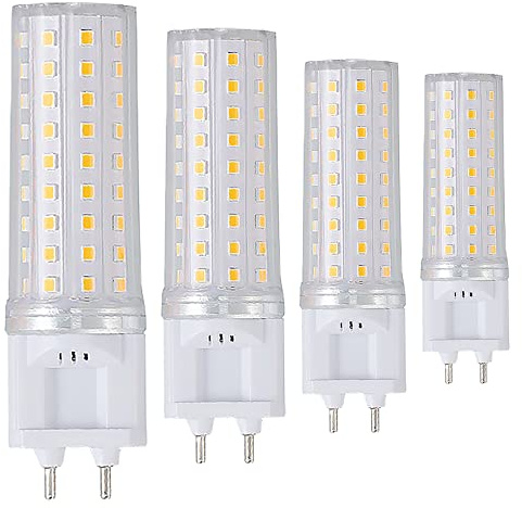 12W G12 Base LED Corn Bulb Combo-3000K Warm White Bi-Pin Base Non-Dimmable Halogen Replacement for Chandeliers, Gardens Garages Warehouses Offices 360 Angle Beam 4 Pack