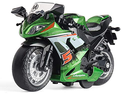 MING YING 66 Toy Motorcycle - Pull Back Toy Car with Sound and Light Toy,Toy Motorcycles for Boys,Toys for 3-9 Year Old Boys (Green)