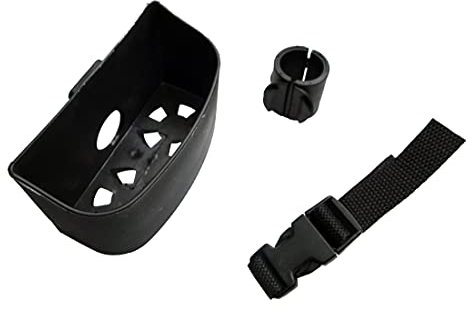 FabaCare Doppel-Gehstockhalter in Sonderausführung mit Gurtband für Rollatoren, 25 mm Rohraufnahme, Rollator Stockhalterung