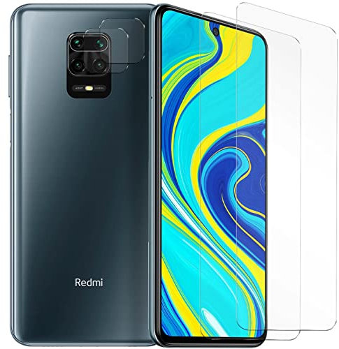 Verco para Xiaomi Redmi Note 9S set de cristal templado 4 en 1, protección frontal y de cámara, vidrio 9H con protector de cámara, compatible con Xiaomi Redmi Note 9S (6,67 Pulgadas)