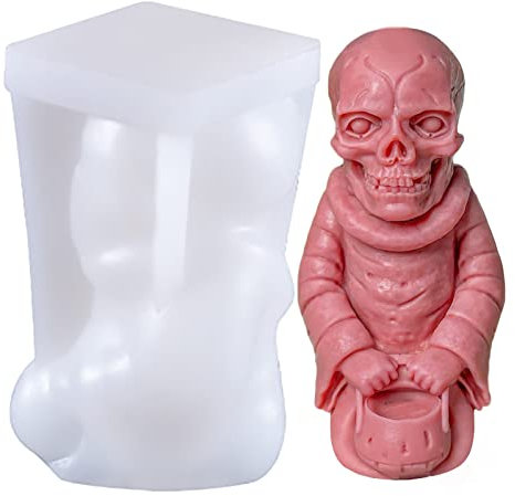Moule à Bougie en Silicone, Tête de Mort en Résine Faite à la Main, Moule à Savon de Soja en Plâtre, Moule en Silicone Pour Décor de Bureau Tête de Mort, Moule en Résine époxy de Bougies (Crâne)