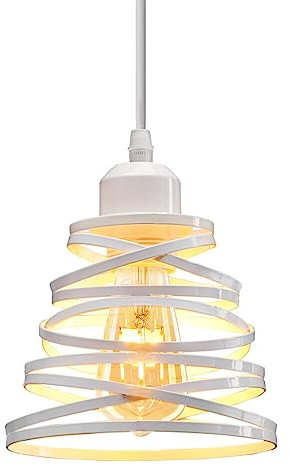 PETITES ECREVISSES Lampadario a Sospensione Industriale Retrò Lampada da Soffitto con Paralume in Metallo Forma a Molla Plafoniera E27 con Corda Regolabile per Cucina Salotto Camera da Letto