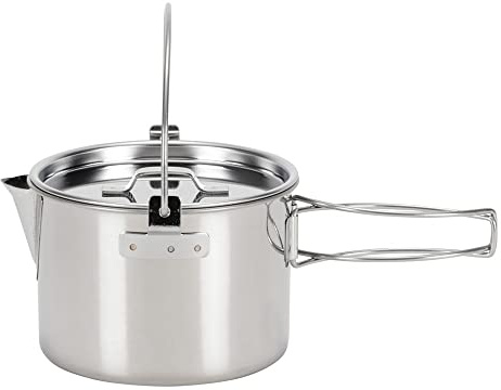 Snow Peak Stainless Steel Kettle, Silver, 0.9 Litre, 2 Cup Capacity, Lightweight Collapsible Stove top Kettle for Camping & Outdoors