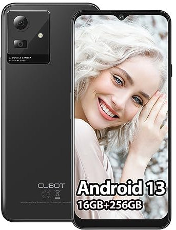 CUBOT Note 50 Smartphone, 16GB RAM + 256GB ROM/1TB Telefono Cellulare, Android 13 Cellulari, 6.56'' HD+ Telefoni, Octa Core 5200mAh Batteria, 50MP+8MP Fotocamere, Face ID/Fingerprint/NFC/OTG (Nero)