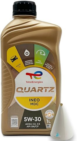 1 L Total Quartz Ineo MDC 5W-30 | kompatibel mit | MB 229.52| GM GB2F0312070 | OV 040 1547 - D30 | 1 Liter | 5W30 Motoröl | Motorenöl | mit Trichter | weitere Freigaben & Empfehlungen siehe Artikel