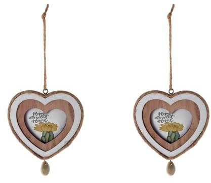 Cabilock 2St Valentinstag HerzföRmig Fotorahmen-AnhäNger Aus Holz Unvollendete Bildornamente Mini-Schmuckrahmen Bildverzierung Bilderrahmen Mini-Ornament Fotorahmen Dekorationen Zum Valentinstag