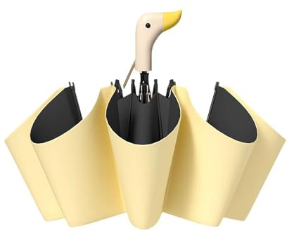 Cartoon Duck Handle Umbrella, Cute Folding Umbrella, Compact Small Travel Umbrellas For Outdoor Rain Sun (Yellow)