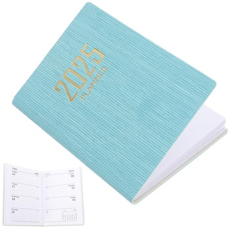 SEWACC Tagesplaner 2025 A7 Himmelblauer Monats Und Wochenplaner Mit Dickem Papier Kunstledereinband Und Termin Agenda Für Detaillierte Tagesplanung
