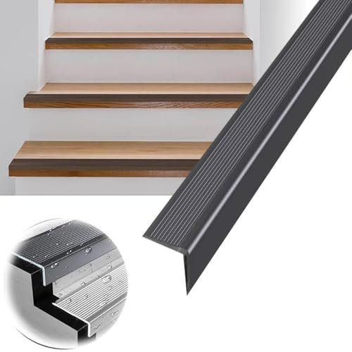OPOLDBDMAC Treppenkantenprofil Aluminium 1m×4cm×2cm L-Form Antirutsch Kantenschutzprofil, Grey Treppenprofil Robustes Stufenkantenprofil Für Parkett Und Laminat(Grey)