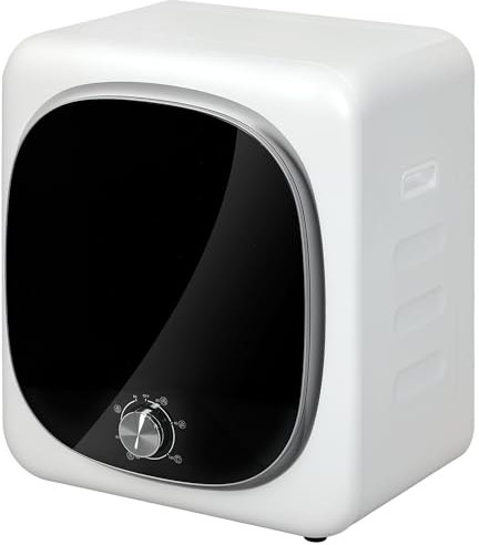 HOMCOM Kompakter Ablufttrockner Elektrischer Wäschetrockner 800 W 4 Kg mit 5 Trocknungsstufen, Edelstahlbehälter, Frontlader, für Wohnung, Haus, Wohnmobile, weiß