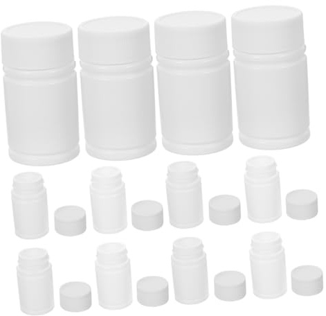 BUGUUYO 24 Botellas de Muestra de Hdpe de Color Blanco para Medicamentos, Capacidad 20ml, Tapa para Dispensación Conveniente y Portátil en Envases Farmacéuticos