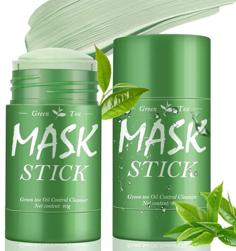 2 pezzi Green Mask Stick, Maschera Stick Maschera al Tè Verde, Pulizia Profonda dei Pori, Green Tea Mask Stick Per Tutti I Tipi Di Pelle Aiuta la tua Pulizia dei Pori, Idratazione della Pelle