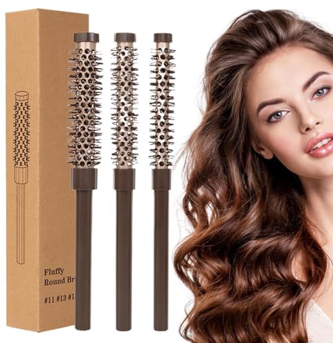 Quiff Roller Round Pinsel - Schnurrbart Pinsel Styling Kamm, Rundpinsel -Set | Trockenbürste, Bartrollpinsel, kompakter Rundbürste, Styling -Roll -Rollkamm für dünne kurze Haare Bart Bart