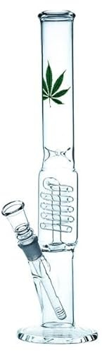Glas Zylinderbong mit Perkolator und Eiskerben Schliff NS19 Wasserpfeife