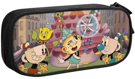 YINGD Cuphead Show Mugman Chalice Pencil Case Large Capacity Doublelayer Pen Bag School Stationery Pouch Pencil case Supplies Pencase