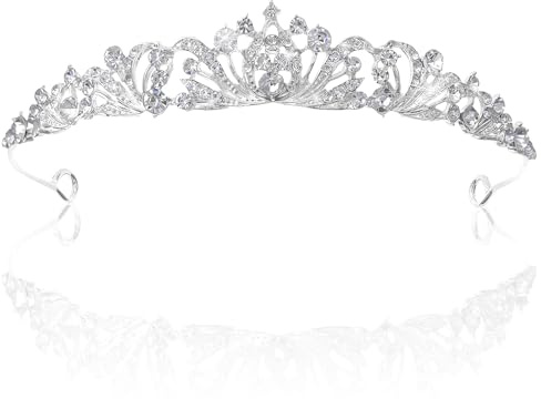 Krone Damen Haarreif,Krone Damen Prinzessin,Krone Prinzessin Silber,14.5x2.6cm,Vintage Tiara,FüR Frauen Strass Kristall KöNigin Tiara FüR Hochzeit,FestzüGe,Geburtstag Party