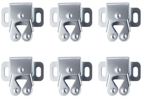 6 PCS Doble Rodillo Gabinete Pestillo Puerta, Cierre Puerta Armario con Rodillo Doble y Tornillos, Pestillo Metálico para Muebles, Cajones, Cierre Golpete y Pestillos para Puertas (Plata)