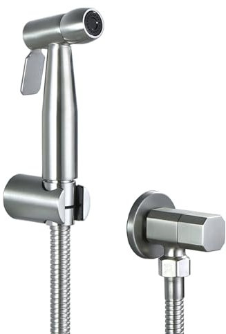 TYMYW Handheld Bidet Sprayer Kit Wall-Mounted with 1.5M Shower Tube Toilet Sprayer for Bathroom Cleaning Brushed Silver