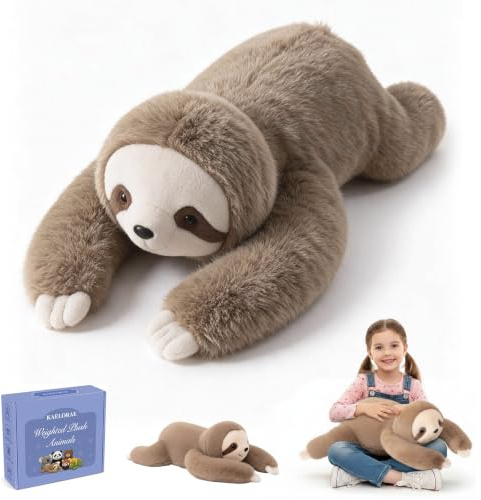 Faultier Gewichtetes Plüschtier Kuscheltier, kuscheliges Stofftier für Erwachsene Kinder, Weiches Plüschkissen für Umarmungsgefährte zur Angstlinderung und Schlafunterstützung (Faultier, 65cm)