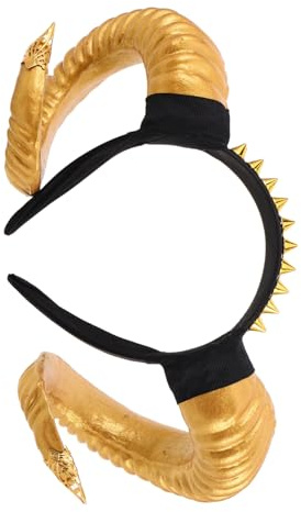 NOLITOY Lightweight Halloween Goat Horns Headband Comfortable Gothic RAM Horns Hair Hoop Animal Costume Accessory for Cosplay Party Allday Wear