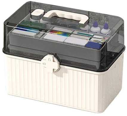 Boîte de rangement de médicaments – Conteneur transparent à 3 couches, organisateur de fournitures médicales de grande capacité, polymère robuste de qualité supérieure, facile à transporter, utilisati
