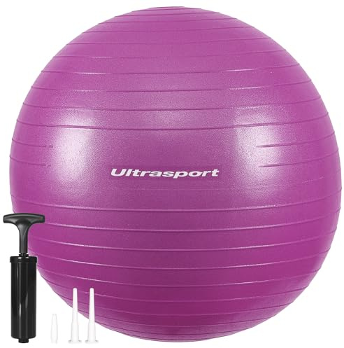 Ultrasport Pelota de pilates de 45 cm, para yoga, fitness, softball hasta 300 kg, antideslizante, antiburst, para embarazo, gimnasia, pelota ergonómica para asiento de oficina, pequeña y grande, color