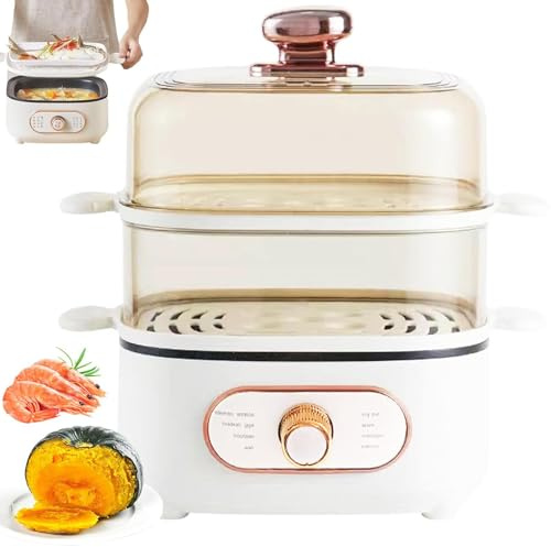 Vaporiera Elettrica Multifunzione da 2,5 L - Vaporiera Elettrica Multifunzione da 1200 W - Vassoio per Cottura a Vapore in Acciaio Inossidabile con Fondo 8 Modalità di Cottura - per Verdure, Carne e C