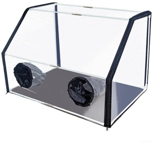Pilzzucht-Beobachtungsbox mit transparenter Folie, verstellbare Armhülsen, Fiberglas-Struktur und Gummiringöffnungen (60 x 40 x 40 cm)