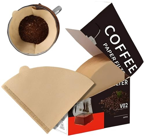 GWEOR 100 Piezas Papel de Filtro de Café, Filtros de Café Desechables En Forma de V, Coffee Filter Papers para Cafeteras de Manual