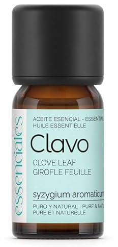 ESSENCIALES Aceite Esencial de Clavo 10 ml – 100% Puro y Natural – Aroma Herbal Intenso – Ideal para Difusor y Aromaterapia