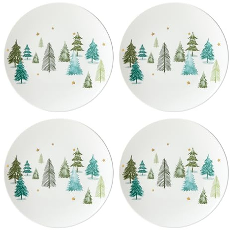 Lenox 880066 Balsam Lane 4-Piece Accent Plate Set, Christmas Drinkware, Holiday Hosting