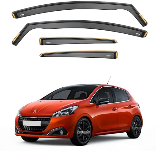 iSpeed Wind Deflectors For Peugeot 208 mk1 2012-2019 5 Door Hatchback 4pc Set - Keep Your Car Ventilated in Rain - Reduce Wind Turbulence - Tinted In-Channel Type