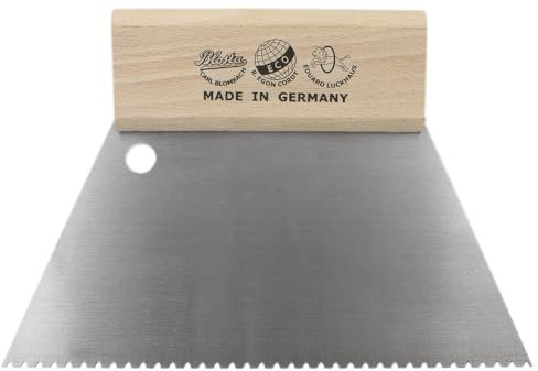 Dönges Zahnspachtel 180 mm, Zahnung B1, Zahnabstand 2,4 mm, Zahntiefe 2,0 mm, feine verzanung, stabiler Holzgriff liegt gut in der Hand, zum Auftragen von Leim und Klebstoffen